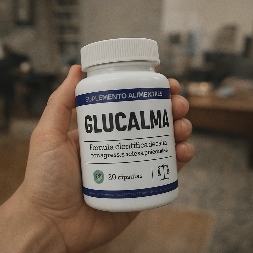 Foto del empaque de Glucalma de un cliente real
